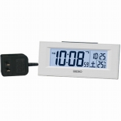 セイコー(SEIKO)  置き時計 電波時計 デジタル カレンダー 温度計 スヌーズ コンセント式 DL218W