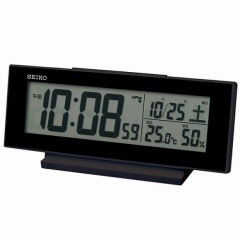 セイコー(SEIKO)  置き時計 目覚まし時計 スヌーズ 電波時計 デジタル 夜でも見える カレンダー 温湿度計 SQ324K