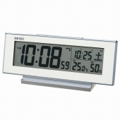セイコー(SEIKO)  置き時計 目覚まし時計 スヌーズ 電波時計 デジタル 夜でも見える カレンダー機能 温湿度計 SQ324W