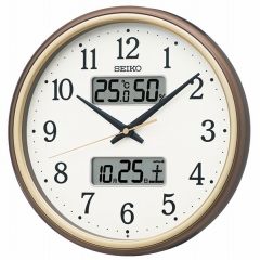 セイコー(SEIKO)  掛け時計 アナログ 電波時計 おやすみ秒針 温湿度計 カレンダー機能 KX275B
