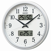 セイコー(SEIKO)  掛け時計 アナログ 電波時計 おやすみ秒針 温湿度計 カレンダー機能 KX276W