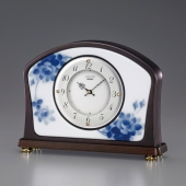 セイコー(SEIKO)  DECOR デコール 置き時計 アナログ 陶器 大倉陶園 ブルーローズ 陶板 日本製 AZ751B